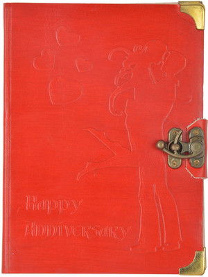 

Hare Krishna Handicrafts Regular Diary(Wedding Anniversary gift leather diary, Red)