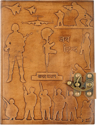 

Hare Krishna Handicrafts A5 Diary(Indian army soldier Amer Jawan emboss handmade leather diary with lock, Tan)