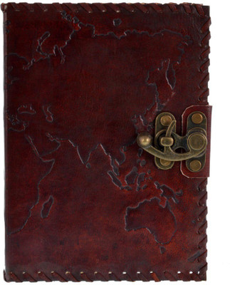 

Craft Play Regular Diary(Leather Map Emboss With Lock, Dark Brown)