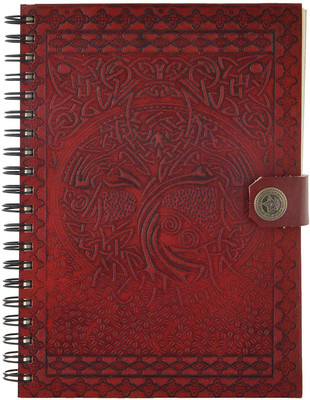 

Hare Krishna Handicrafts Regular Diary(Tree emboss leather handmade diary sketchbook with spiral binding, Brown)
