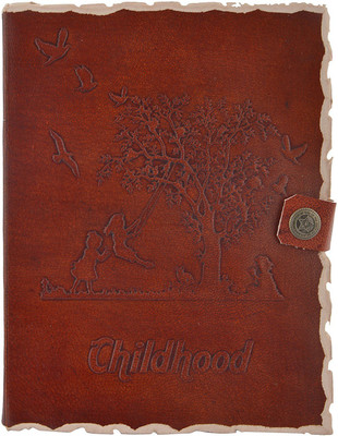 

Hare Krishna Handicrafts A5 Diary(Childhood Tree emboss leather Deckledge handmade diary, Brown)