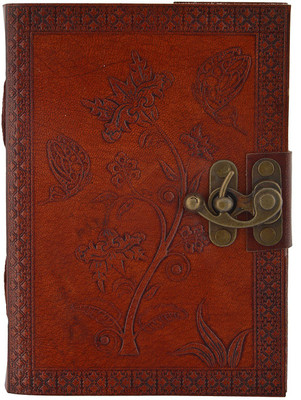 

Hare Krishna Handicrafts Regular Notebook(Flower Butterfly emboss leather handmade diary notebook, Brown)
