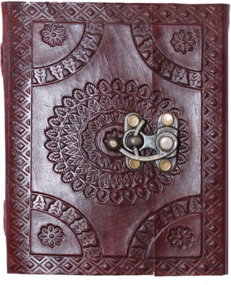 

Rstore Mini Diary(Handmade Buddha Print Leather Cover with lock ( Size 5x4 inch), Multicolor)
