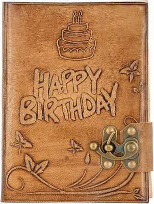 

Hare Krishna Handicrafts Regular Diary(Birthday emboss leather cover handmade paper diary notebook with lock, 7x5 Inch, Tan)