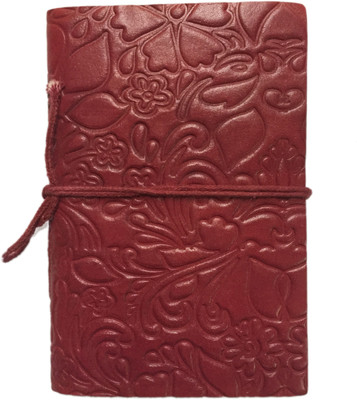 

Rstore Mini Journal(Handmade Leather Flower Design Bahi (Size 13.1x9), Red)