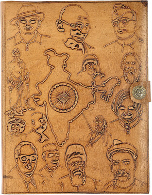 

Hare Krishna Handicrafts A5 Diary(Indian Legends, freedom fighters, great leaders handmade paper leather diary notebook with closer , 8x6 inch, Tan)