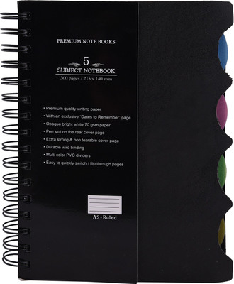 

Atlas A5 Notebook(A5 5 Subject Notebook, Black)