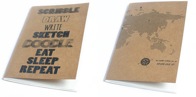 

Ink and Graphite A5 Notebook(Kraft Series Combo - Never Give Up and Eat Sleep Repeat, Brown)