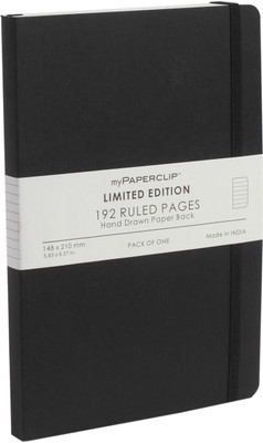 

myPAPERCLIP A5 Notebook(Executive Series A5 (5.83 x 8.27 in.), Ruled, Black (LEP192A5-R Black), Black)