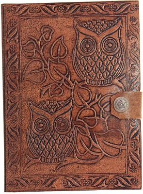 CRAFT CLUB Leather Owl Embossed Regular Diary Unruled 144 Pages(Golden)