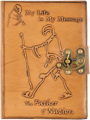 

Hare Krishna Handicrafts Regular Diary(Mahatma Gandhi handmade paper leather diary notebook with lock, 7x5 inch, Tan)