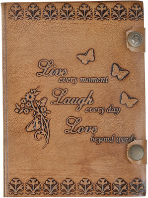 

Hare Krishna Handicrafts Regular Diary(Live Laugh Love Leather handmade paper diary, Tan)
