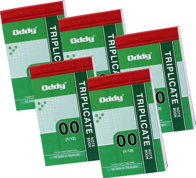 

Oddy Regular Triplicate Books(5 Triplicate Notebook 1/12 in 50 Sets Each Pack, White, Pack of 5)