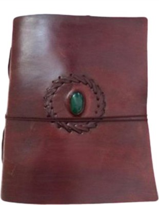 eShilp Handmade Plain Leather Cover Diary-1stone-String Wrap Size 23x13x2.5 Cm Brown Regular Journal Unruled 180 Pages(Brown)