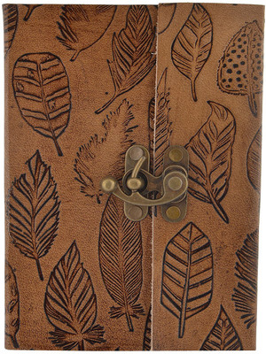 

Hare Krishna Handicrafts Regular Diary(Pankh emboss leather handmade diary with flap, Tan)