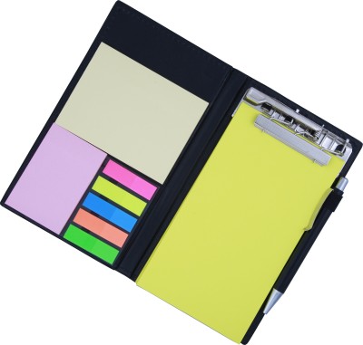 COI MEMO NEON LEMON GREEN NOTE PAD BOOK WITH STICKY NOTES & CLIP HOLDER IN DIARY STYLE A5 Memo Pad UNRULED 50 Pages(NEON LEMON GREEN)