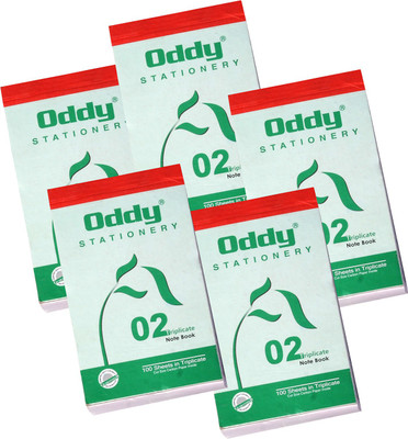 

Oddy Regular Triplicate Books(Triplicate Note Book 1/8 in 50 Sets, White, Pack of 5)
