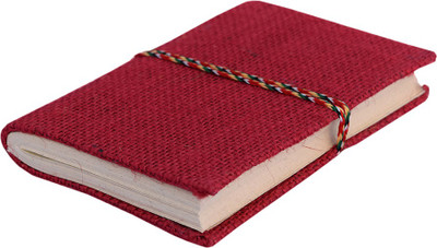 eShilp Handmade Journal-Jute Fabric Cover-Bahi Binding Size 13x9x1.3 Cm Pocket-size Diary Unruled 85 Pages(Red)