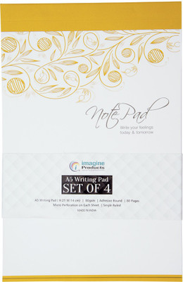 

Imagine Products A5 Writing Pad(Ruled, White, Pack of 4)