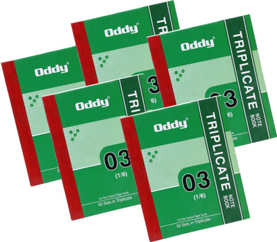 

Oddy Book-size Triplicate Books(5 Triplicate Note Book 1/6 in 50 Sets, White, Pack of 5)