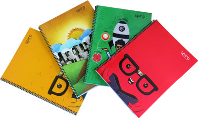 

Spiro A4 Notebook(Spiral Bound, A4, 100 pages, Pack of 4, Single line, Multicolor, Pack of 4)