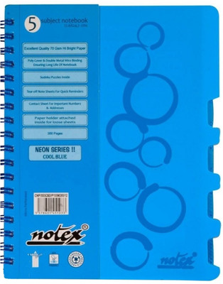 

Notex B5 Diary(NEON SERIES - 5 SUBJECT NOTEBOOK, Blue)
