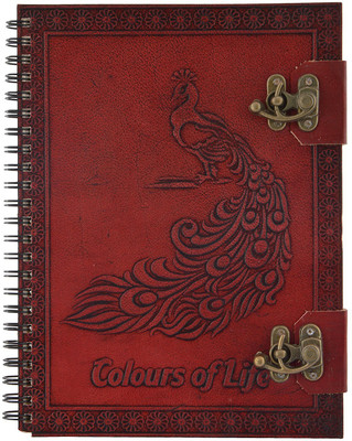 

Hare Krishna Handicrafts A5 Diary(Peacock Emboss Leather Handmade diary, Brown)