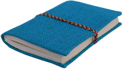 

eShilp Pocket-size Diary(Handmade Journal-Jute Fabric Cover-Bahi Binding Size 13x9x1.3 Cm, Blue)