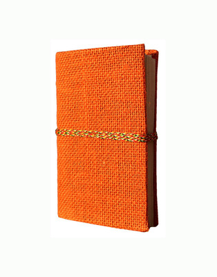 

eShilp Pocket-size Diary(Handmade Journal-Jute Fabric Cover-Bahi Binding Size 13x9x1.3 Cm, Orange)