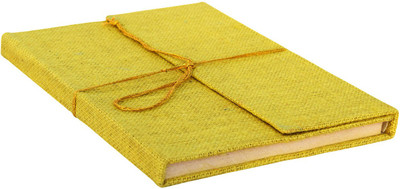 eShilp Handmade Journal Jute Fabric Cover Pasted Binding with Flap Size 25x18x1.3 Cm Regular Diary Unruled 85 Pages(Yellow)