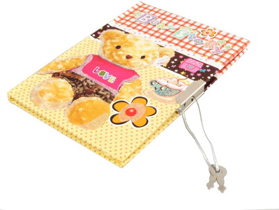 

COI A6 Diary(KIDS SECRET BROWN TEDDY BEAR SMALL NOTEBOOK WITH LOCK KEEP YOUR SECRETS SAFE,PERSONAL DIARY, Multicolor)