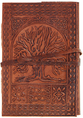

Craft Club Regular Journal(Leather diary(notebook) with tree of life embossing, Light golden)