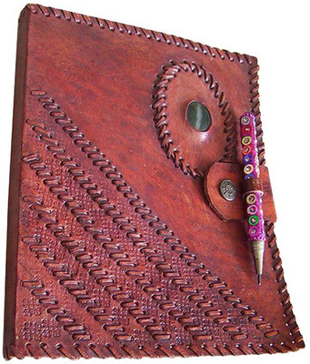 

eShilp Regular Journal(Handmade Leather Cover Diary-1 Stone-Side & Diagonal Stitch Size 20x15x2.5 Cm Brown, Brown)