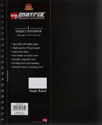 

bilt A4 Notebook(1 subject note book, Black, Pack of 2)
