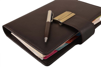 

COI B5 Planner/Organizer(DARK BROWN B5 FAUX LEATHER EXECUTIVE ORGANISER / PLANNER WITH PEN, Brown)