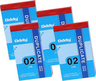 Oddy Book-size Duplicate Books(1/8 Duplicate Note In 100 Sets, White, Pack of 4)