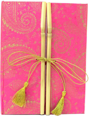 

Urvee Products B7 Diary(Bamboo, Pink, Gold), Gold;pink