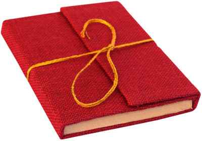 eShilp Regular Journal(Handmade Diary Jute Fabric Cover Pasted Binding with Flap Size 18x13x1.3 Cm, Red)