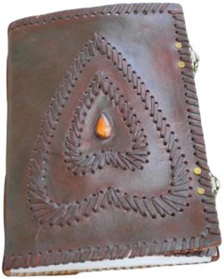 

eShilp Regular Journal(Handmade Plain Leather Cover Diary-1 Stone-2 Lock- Paan Design Size 25x18x2.5 Cm Brown, Brown)