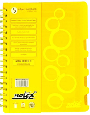 

Notex B5 Diary(NEON SERIES - 5 SUBJECT NOTEBOOK, Yellow)