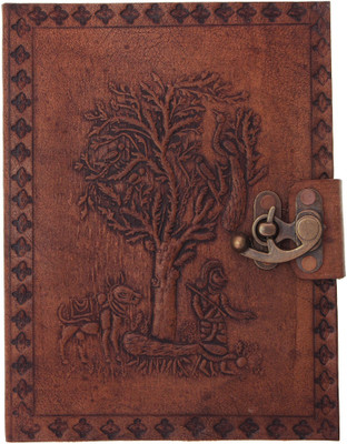 

Craft Play Regular Notebook(Tree Emboss Leather With Lock, Tan)