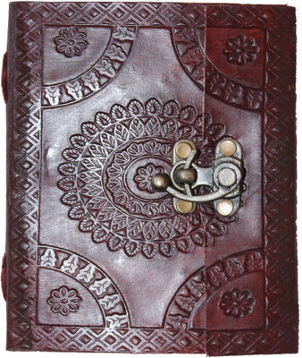 

Rstore Mini Diary(Handmade Ganesh Print Leather Cover with lock ( Size 5x4 inch ), Multicolor)