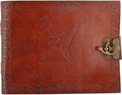 

hare Krishna handicrafts Regular Journal(Leather cover handmade Sketch book with lock, Brown)