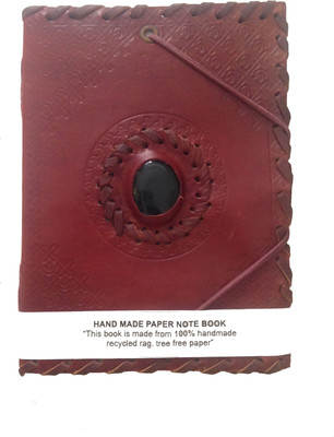 

Rstore Mini Journal(Handmade Leather Cover Diary-1 Stone-Side Stitch (Size 17.8x12.7 cm), Brown)