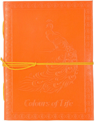 

Hare Krishna Handicrafts A5 Diary(Peacock Emboss Handmade leather diary, Orange)