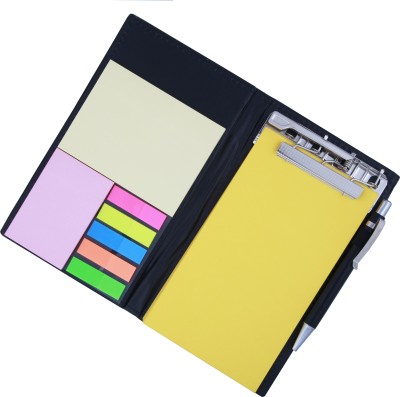 COI Neon Yellow Memo Note Book With Sticky Notes & Clip Holder In Diary Style A5 Memo Pad Unruled 50 Pages(Neon Yellow)