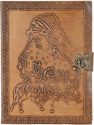 

Hare Krishna Handicrafts A5 Diary(Traditional Barat Painting Emboss leather diary, Tan)