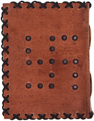 

Craft Club A6 Diary(Leather Swastik Embossed Diary, Golden)