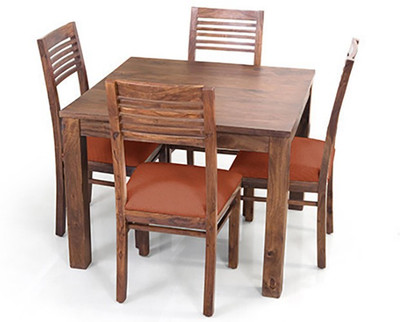Urban Ladder Arabia Square - Zella Solid Wood 4 Seater Dining Set(Finish Color - Teak)