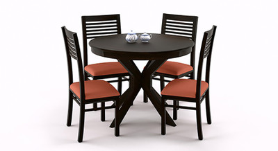 

Urban Ladder Liana Round - Zella Solid Wood 4 Seater Dining Set(Finish Color - Mahogany)